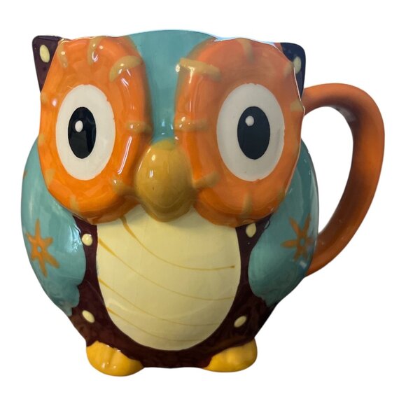 Colorful Owl Shaped Ceramic Mug – 4 x 3.5 in – Thick, Quality Feel – Dishwasher - Picture 1 of 4